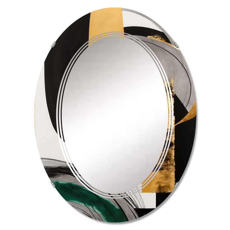 Phylica Modern Green Art Deco II - Miroir mural moderne transitionnel, 30 po x 20 po