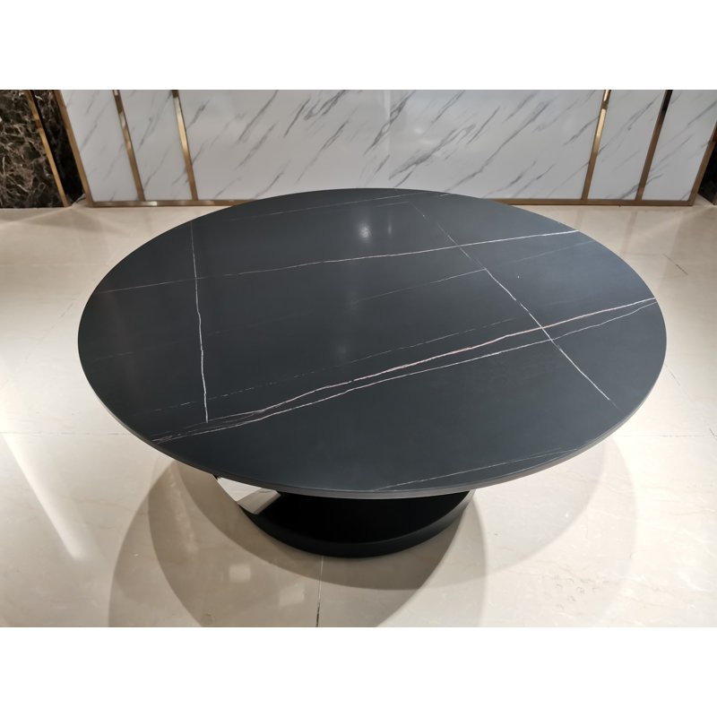 Table basse à piédestal Stephanne, Argent, Noir