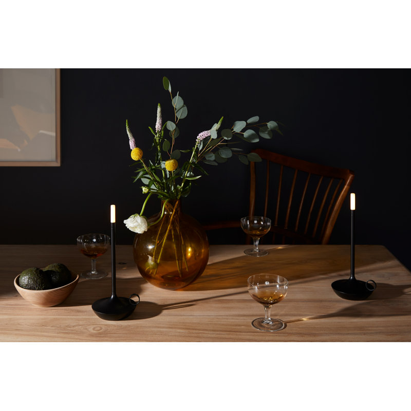 Candle-Inspired Portable Rechargeable Lamp - Wick, Black, 10.2" H x 4.7" W x 4.7" D