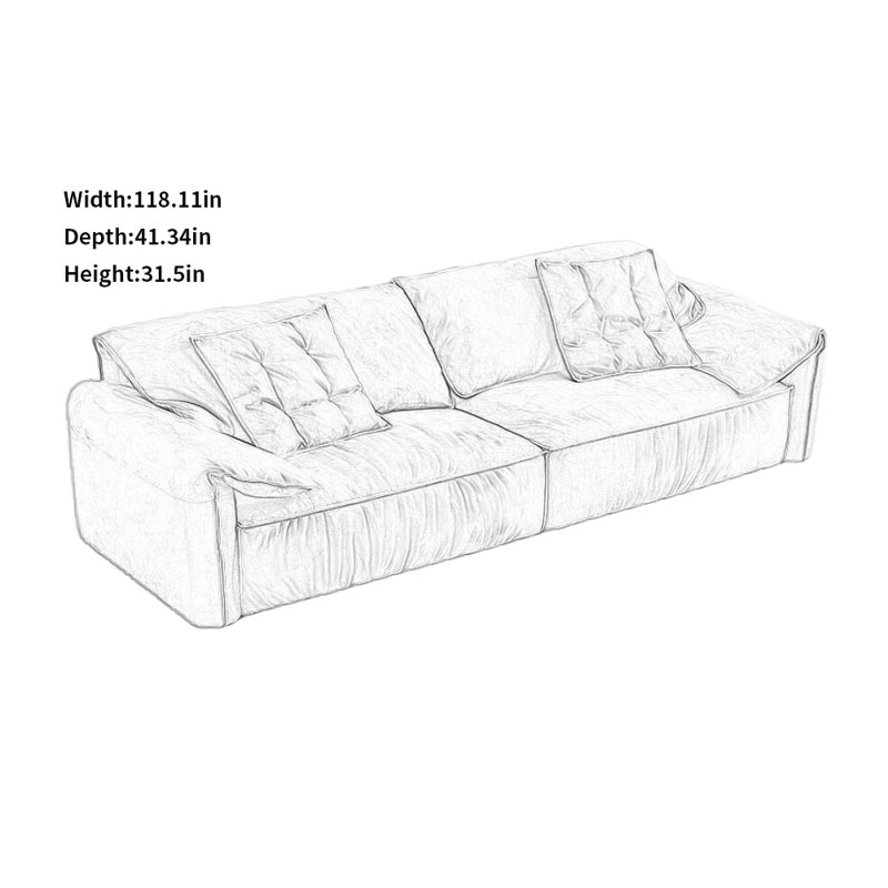 Modern Creative Minimalist Sofa, Purple Grey, 31.5" H x 118.11" W x 41.34" D