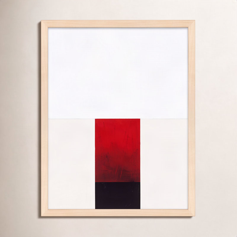 Tempo with Red 2 par Robert Kamnatnik - Art mural encadré, H 30 po x l 24 po x P 1,25 po, Papier avec cadre érable