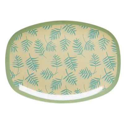Assiette à feuilles de palmier rectangulaire en mélamine 12"