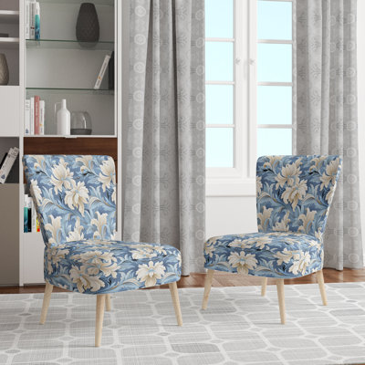 Fauteuil d'appoint rembourré bohémien et éclectique White And Blue