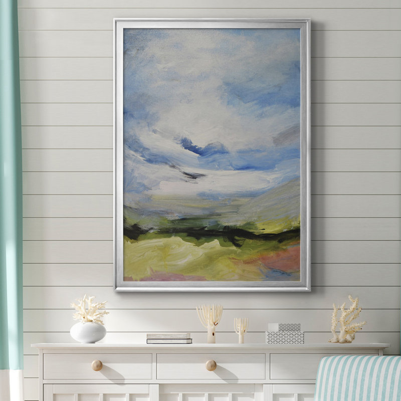 Autour des nuages IV - reproduction d'art sur toile, H 42,5 po x l 30,5 po x P 1,5 po, Toile avec cadre argenté