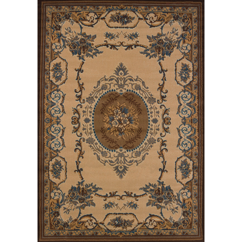 Tapis de style oriental crème Cherelle, Tapis de couloir 1 pi 11 po x 7 pi 4 po