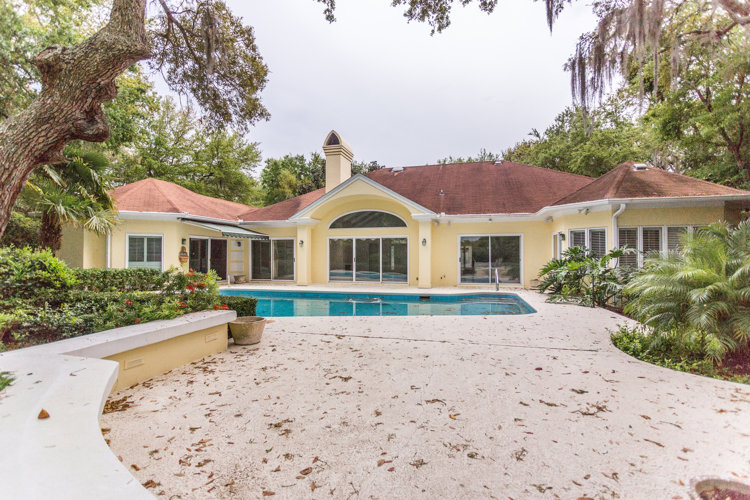 the pool area before