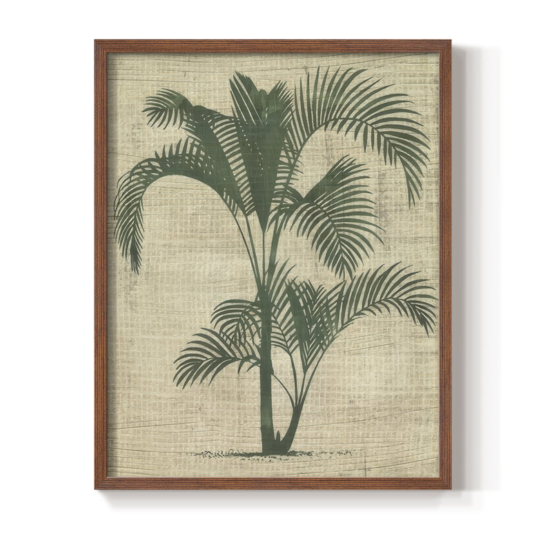 Impression encadrée de toile de jute palmier II - bois massif, H 11 po x l 9 po, Noyer