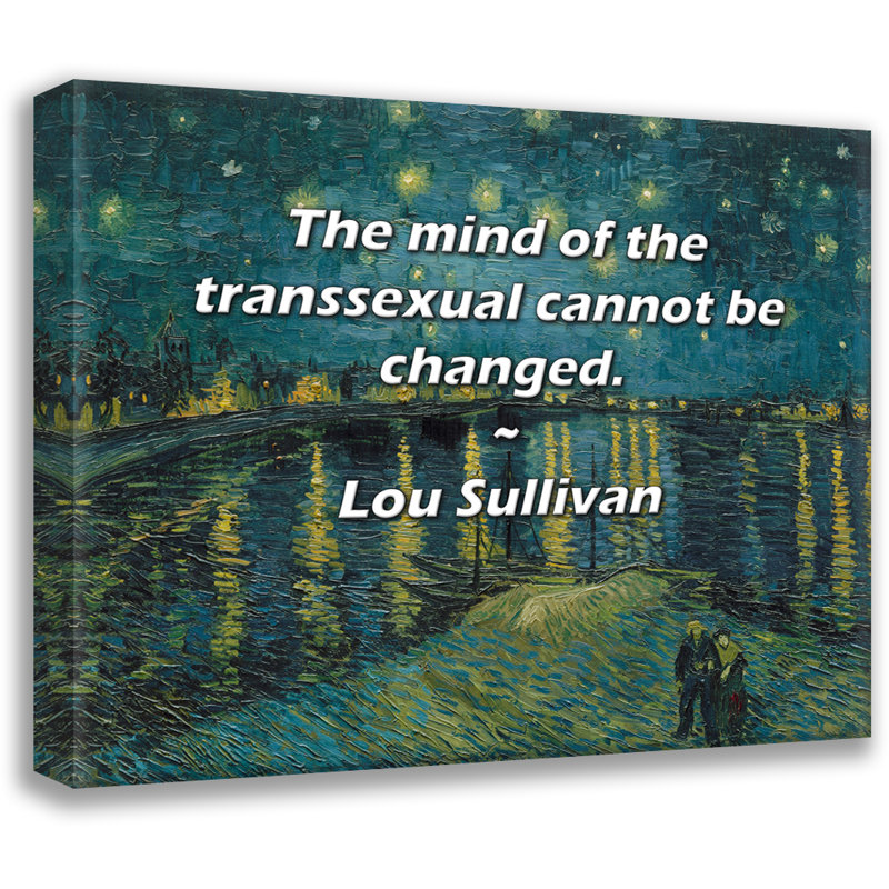 Citation artistique «L'esprit du transsexuel ne peut pas être changé». Toile tendue par Lou Sullivan, H 17 po x l 24 po