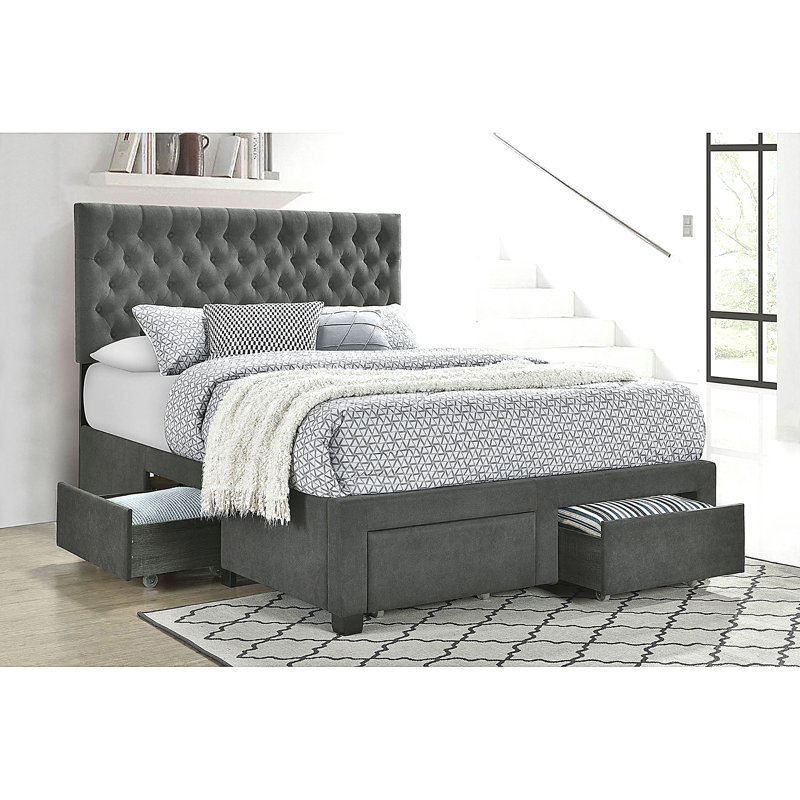 Upholstered Full Storage Panel Bed