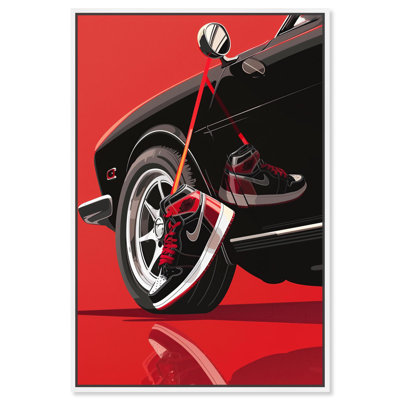 Red Bold Sneaker and Car Canvas Sports Wall Art by 