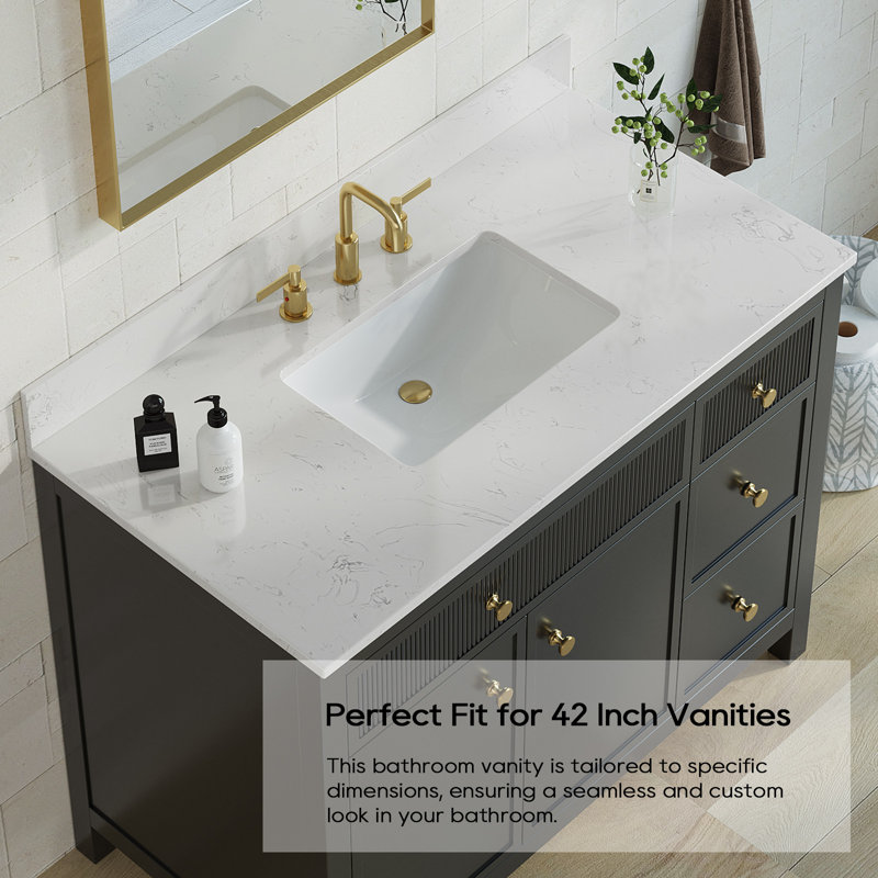 Carrara 43-in White Engineered Marble Vanity Top with Undermount Sink