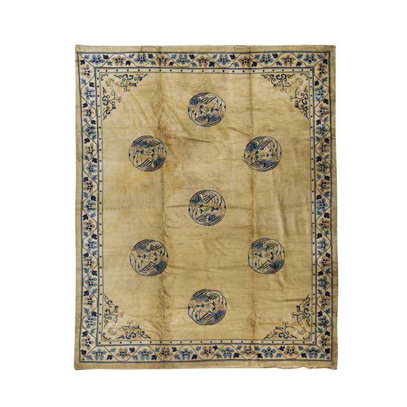 Tapis ivoire et ivoire noué à la main de haute qualité