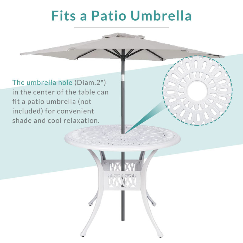 Ensemble bistro rond avec coussins 35,4 po, Blanc, Vert