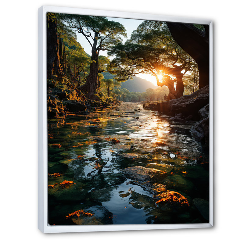 Jaune, noir, Louisiane, paysage, H 44 po x l 34 po x P 1,5 po, Cadre flottant blanc