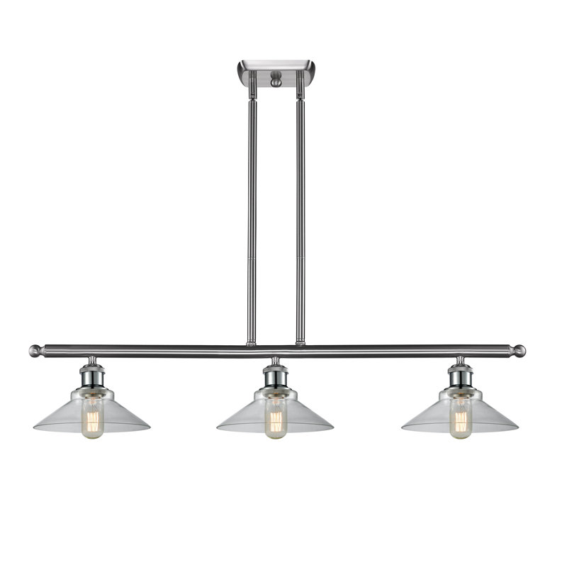 Luminaire suspendu linéaire à 3 lumières pour îlot de cuisine Newton St Loe, Transparent, Ampoule DEL 6 watts Vinage