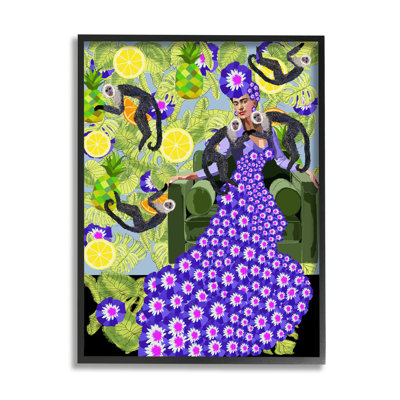 Robe abstraite Frida Fashion Flower Botanical Monkeys par Lynnda Rakos - impression
