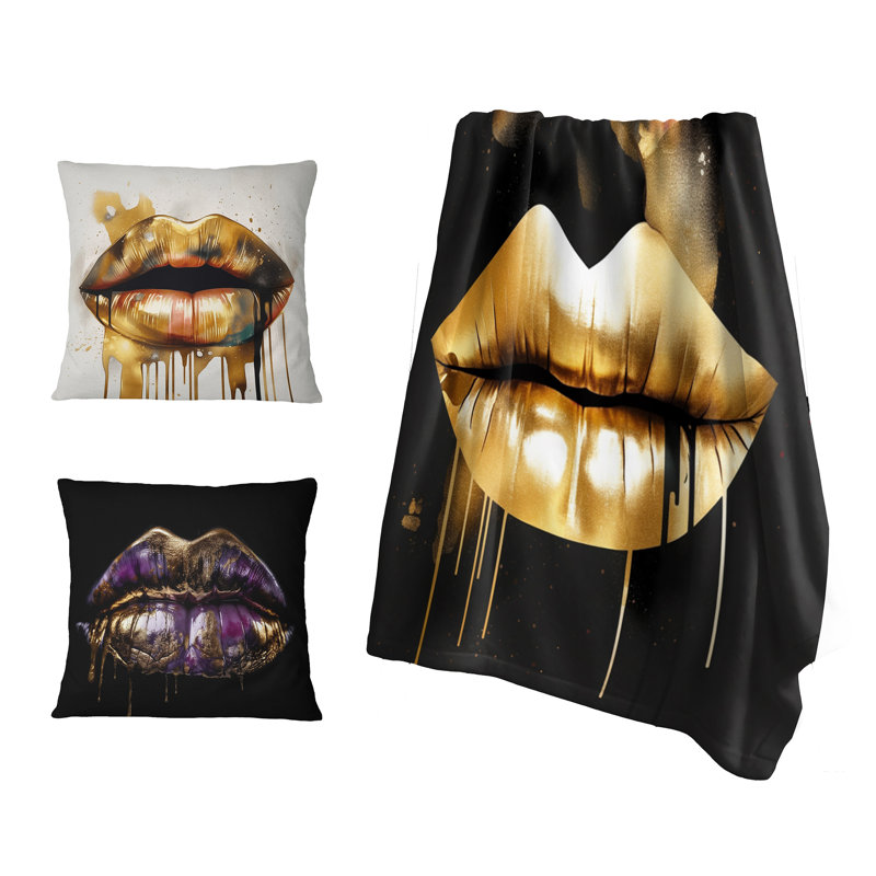 Jeté doré Lips Of Luxury II, Blanket only (1 piece)