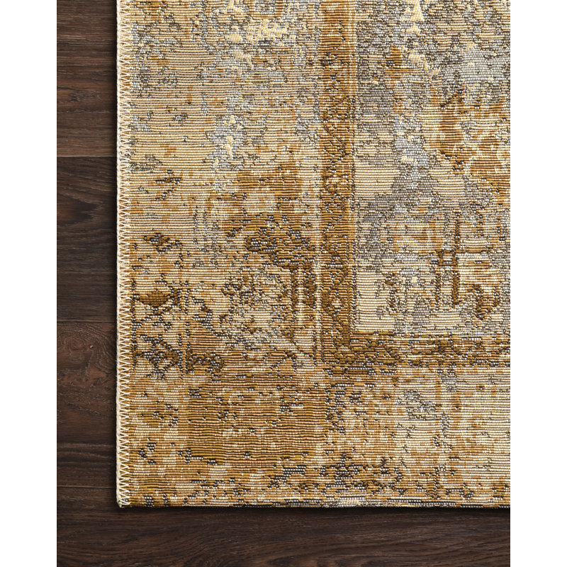 Square Anki Abstract Power Loom 1'6" x 1'6" Copper Indoor/Outdoor Area Rug