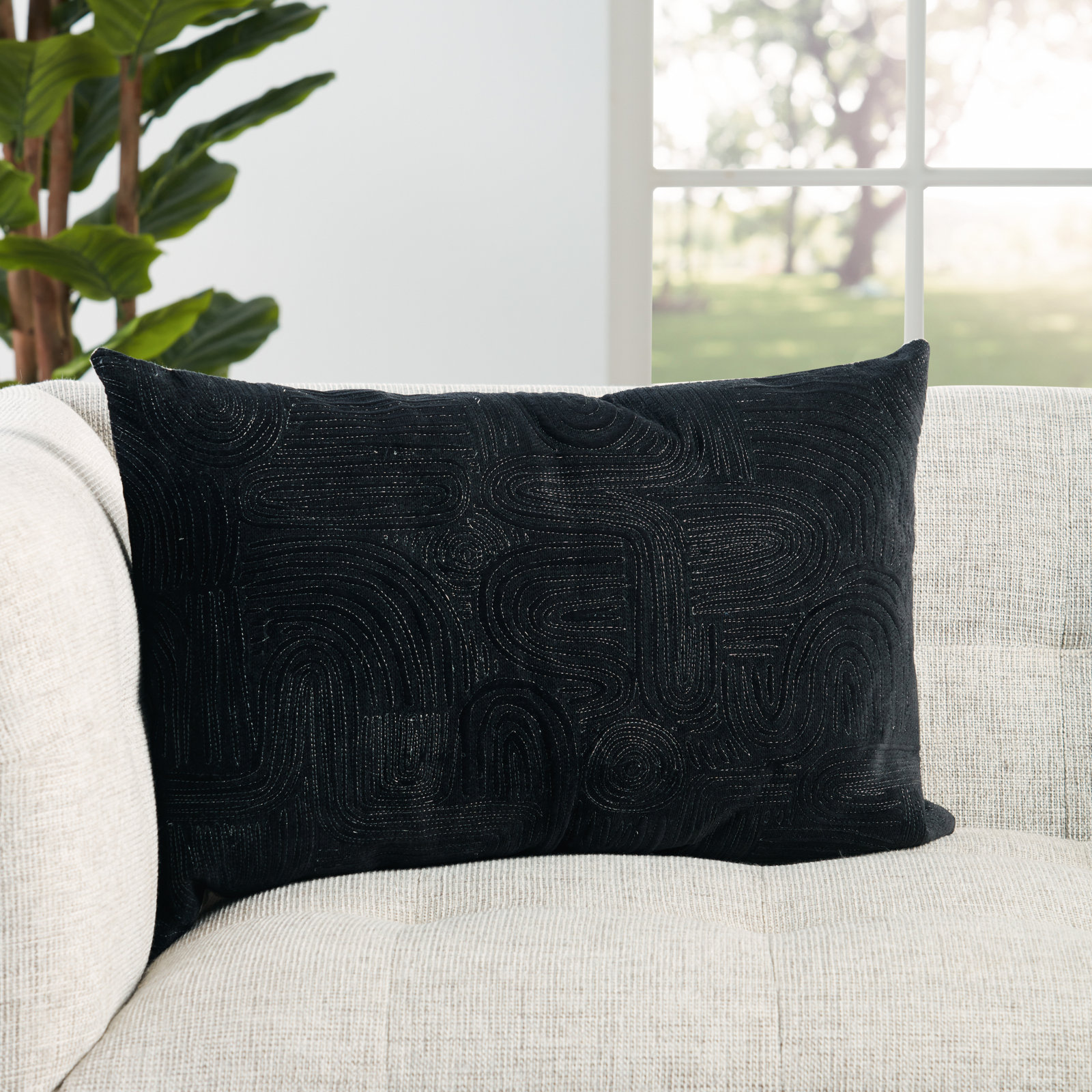 Deco Pfeiffer Rectangular Cotton Pillow Cover & Insert, Ivory, No Fill