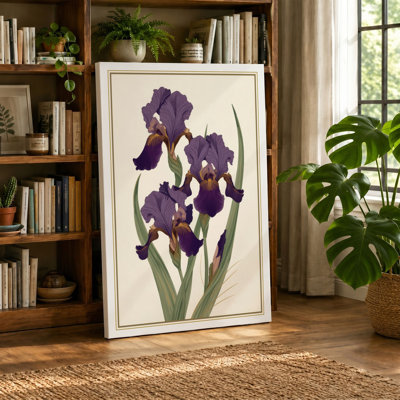 Purple Irises Study Botanical - Wrapped Canvas