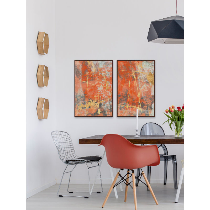 Anilyah «Terre Cotta Lace Diptych», ensemble de 2 reproductions d'art encadrées, H 18 po x l 12 po x L 1,5 po