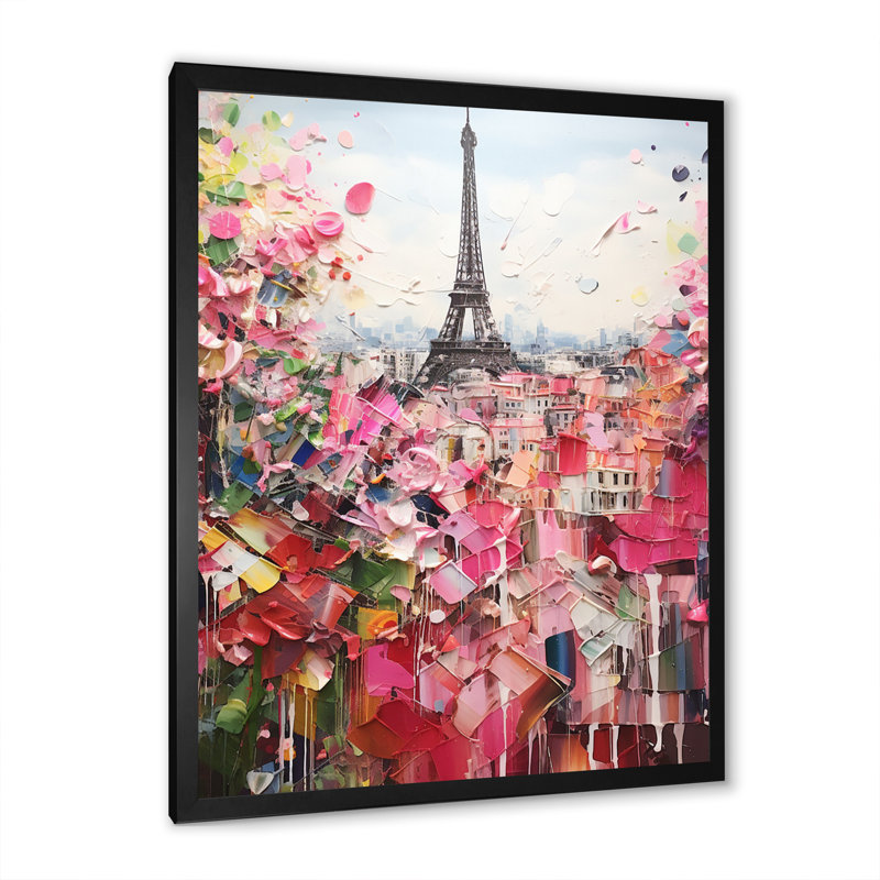 Paris In Bloom, collage rétro sur toile, Cadre simple noir, H 20 po x l 12 po x P 1 po