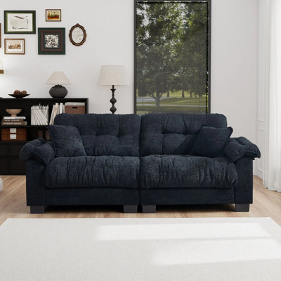 90.5" 3 Seater Sofa Chenille Upholstered Couch With Pillows Suitable For Living Room, Bedroom, Office by Ebern Designs