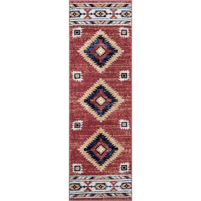 Tapis traditionnel rouge / bleu Jamyn Lea Crimson Well Woven