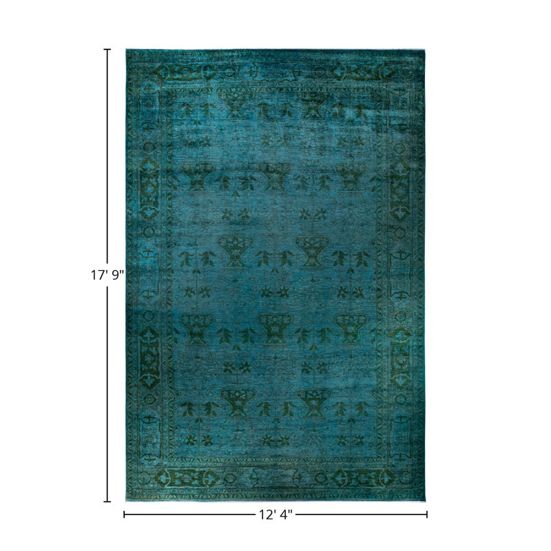 Tapis bleu sarcelle / bleu 12 pi 4 po x 17 pi 9 po Yubia