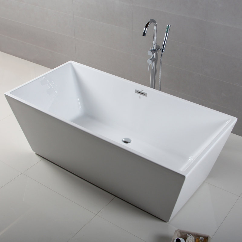 FerdY Palawan 59" Acrylic Freestanding Bathtub,Chrome Drain