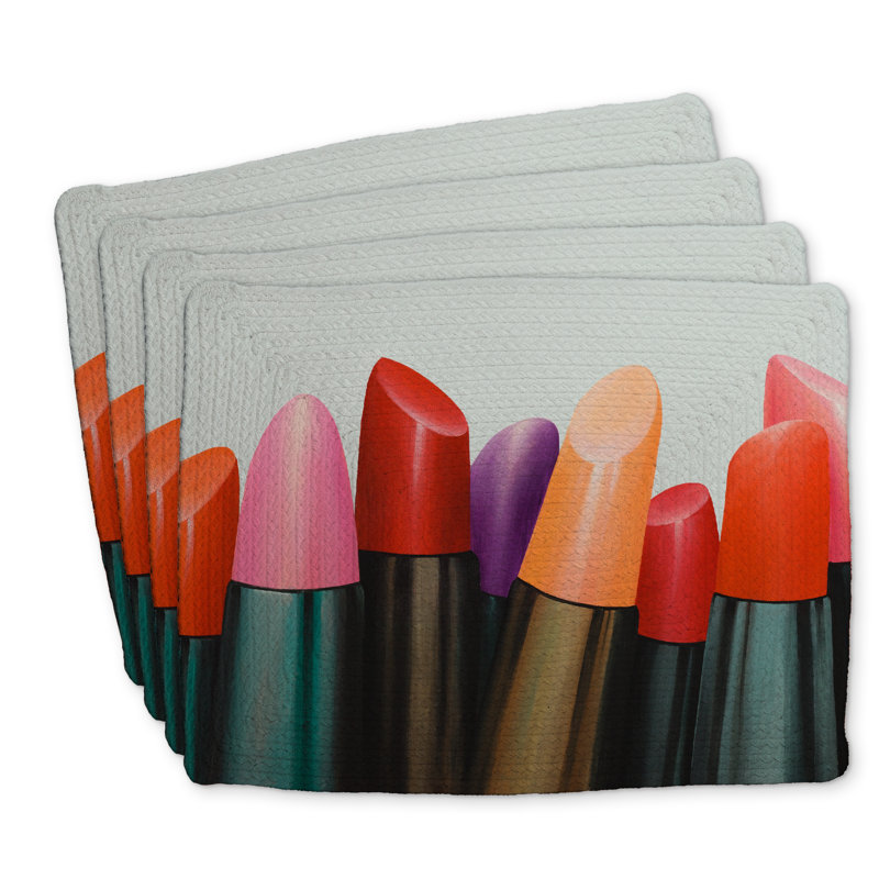 Lipstick Collection Braided Polyester Placemats Set of 4