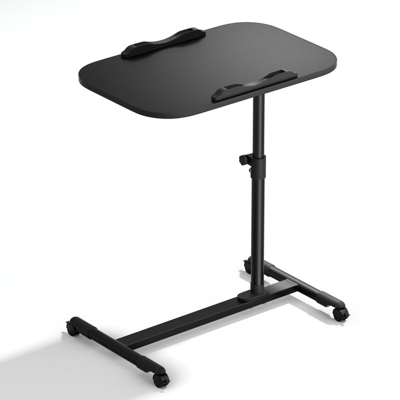 Table mobile à hauteur réglable pour bureau à domicile avec roulettes et bureau mobile, Noir