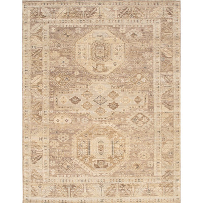 Tapis beige en laine noué à la main Tribal