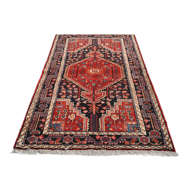 Tapis oriental rétro rouge tribal 3 pi 7 po x 6 pi