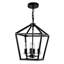 4 - Luminaire noir, lanterne de style industriel avec cage ouverte, base E12, hauteur réglable pour prise de plafond rustique, salle à manger suspendue