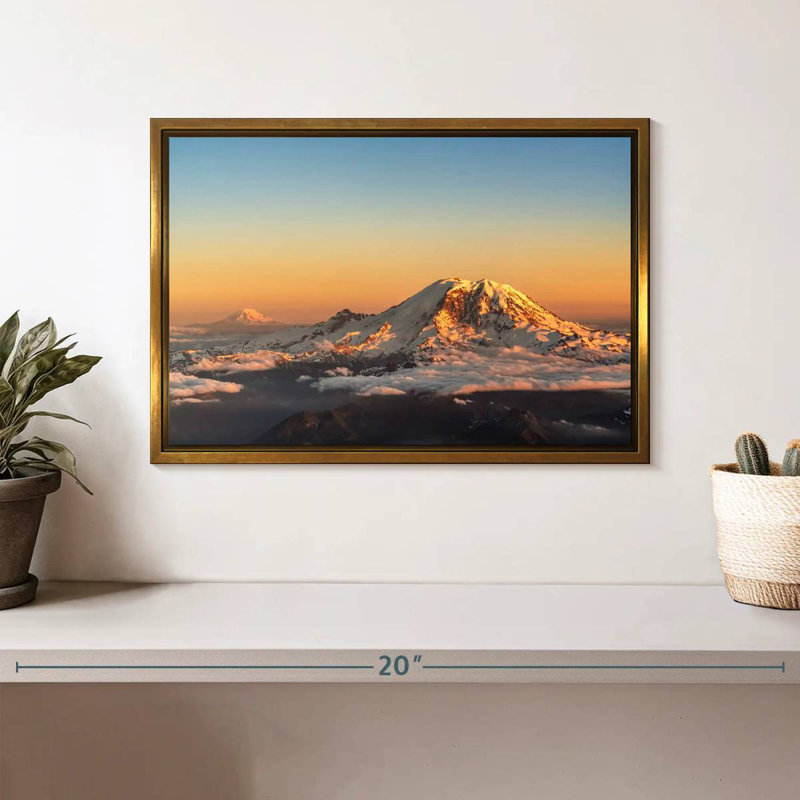 Winter Cascade Range, Floating Frame Gold, 13" X 9"