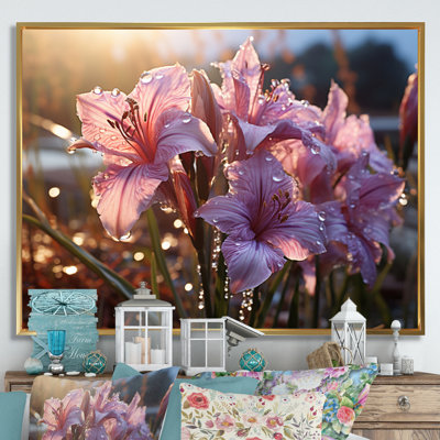 Iris rose champ I - décoration murale florale