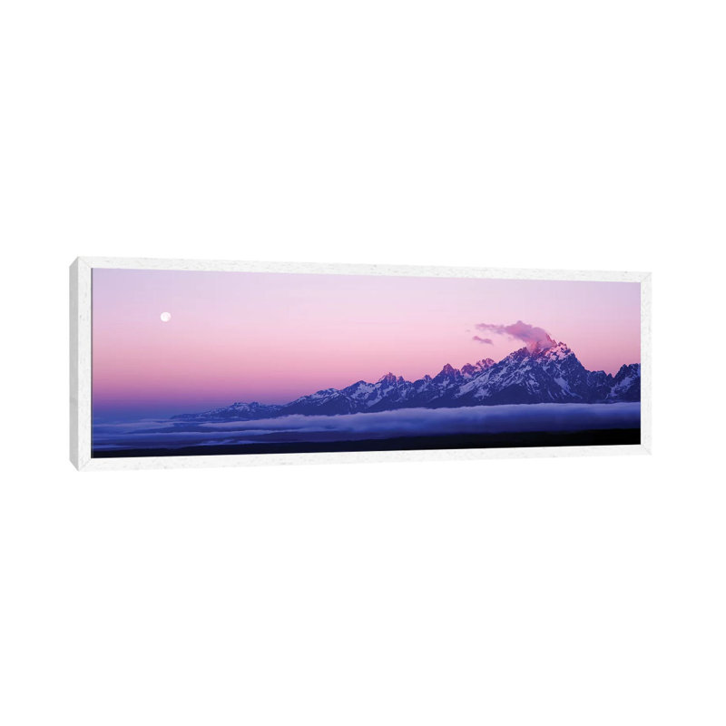Teton Range Grand Teton National Park WY Usa - Panoramic Painting on Canvas, 152.4 cm H x 50.8 cm W, White Framed