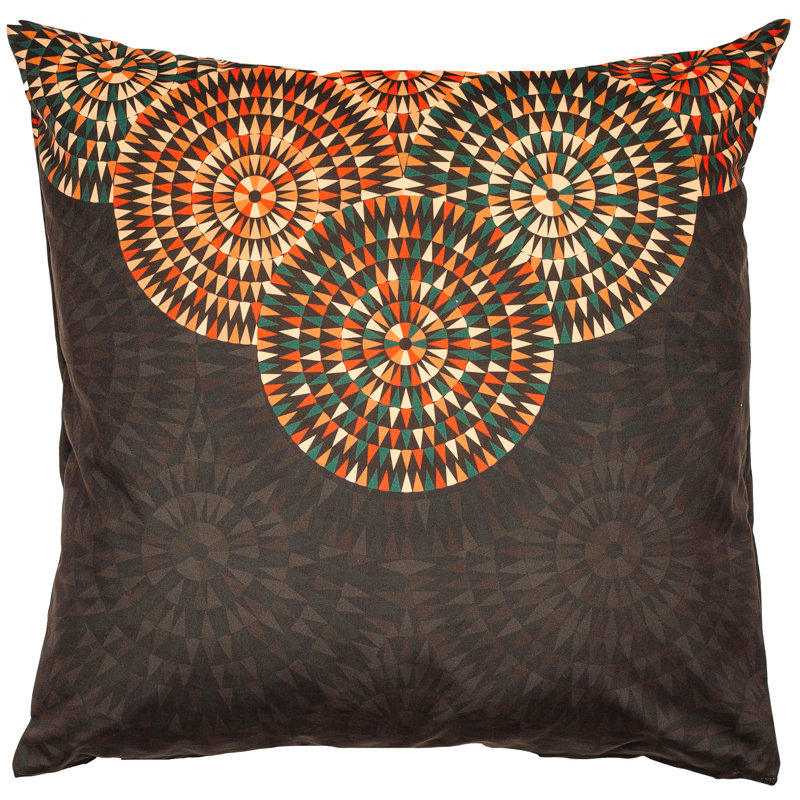 Hendrix Geometric Square Cushion, Brown/Gold