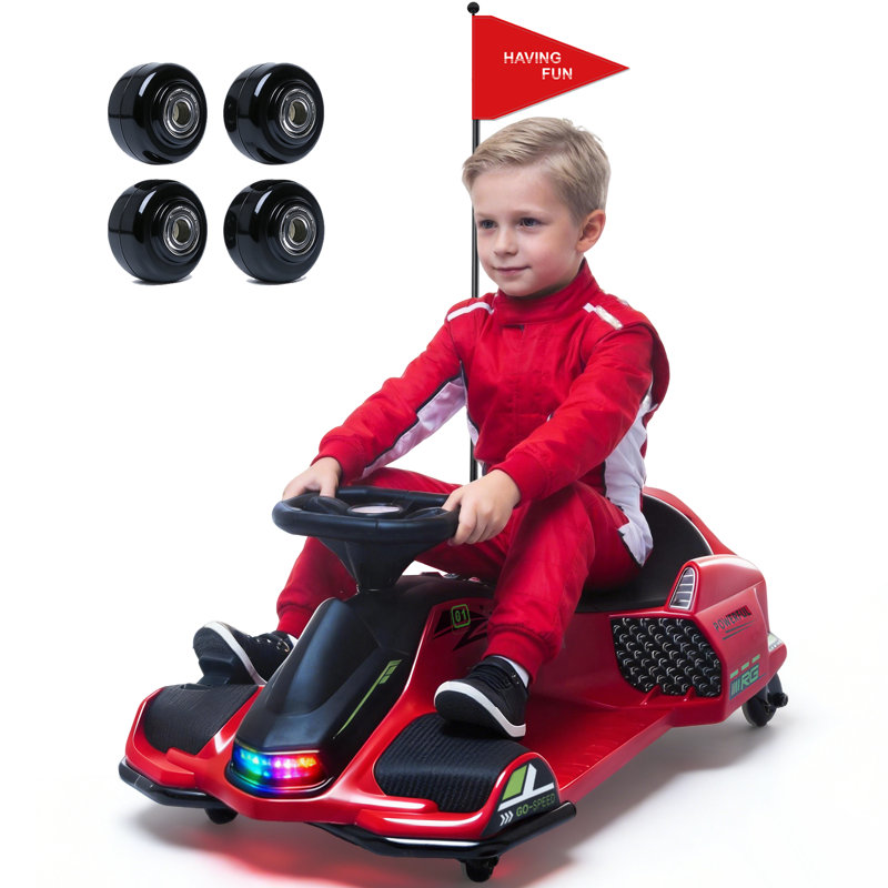 Voiture électrique 24v Wiggle, 360 degrés tournant sur la voiture de dérive avec moteur sans balai 180w, roues de remplacement
