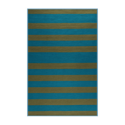 Tapis bleu à rayures horizontales lavable à la machine