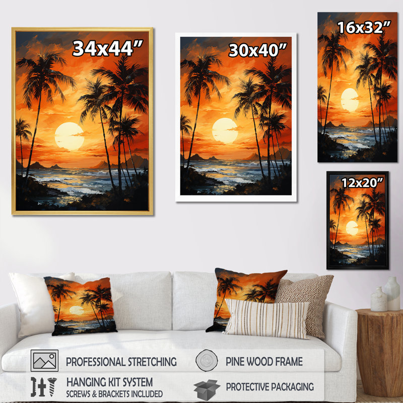 Tangerine au crépuscule tropical, Cadre simple argenté, H 32 po x l 24 po x P 1 po