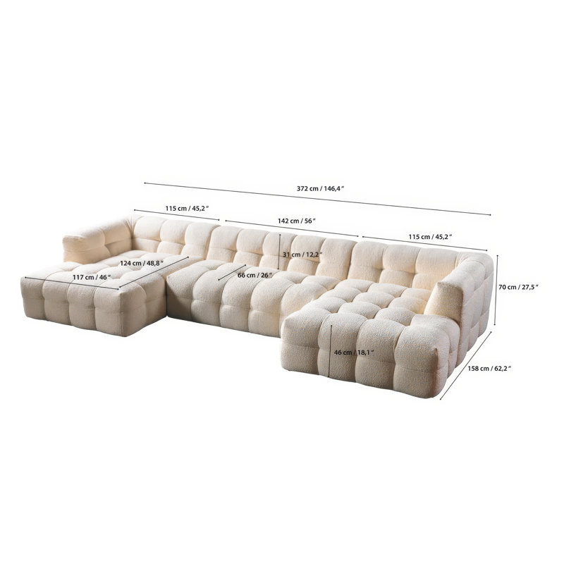 Iris Sand Boucle Double Chaise Sectional