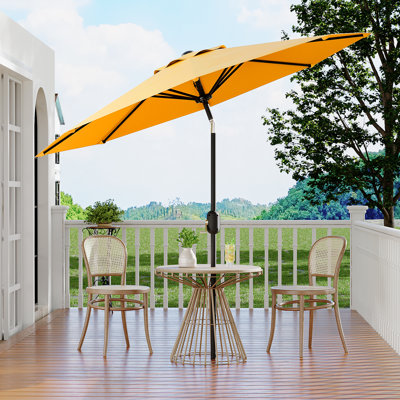 Parasol de marché extérieur pour parasol 10 pi - 8 nervures robustes, inclinaison et manivelle réglables à 360 °, indice de protection solaire 50+, protection contre les rayons UV, imperméable, abat-jour pour terrasse, piscine, jardin, camping