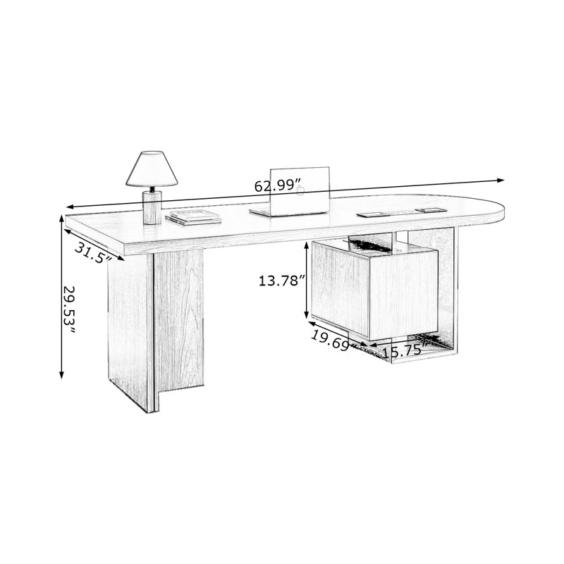 Bureau rectangulaire en bois manufacturé noir et brun, H 29,53 po x l 62,99 po x P 31,5 po