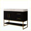 Meuble-lavabo autoportant moderne 36 po avec lavabo en céramique sans couture et plateau en pierre frittée-131348621