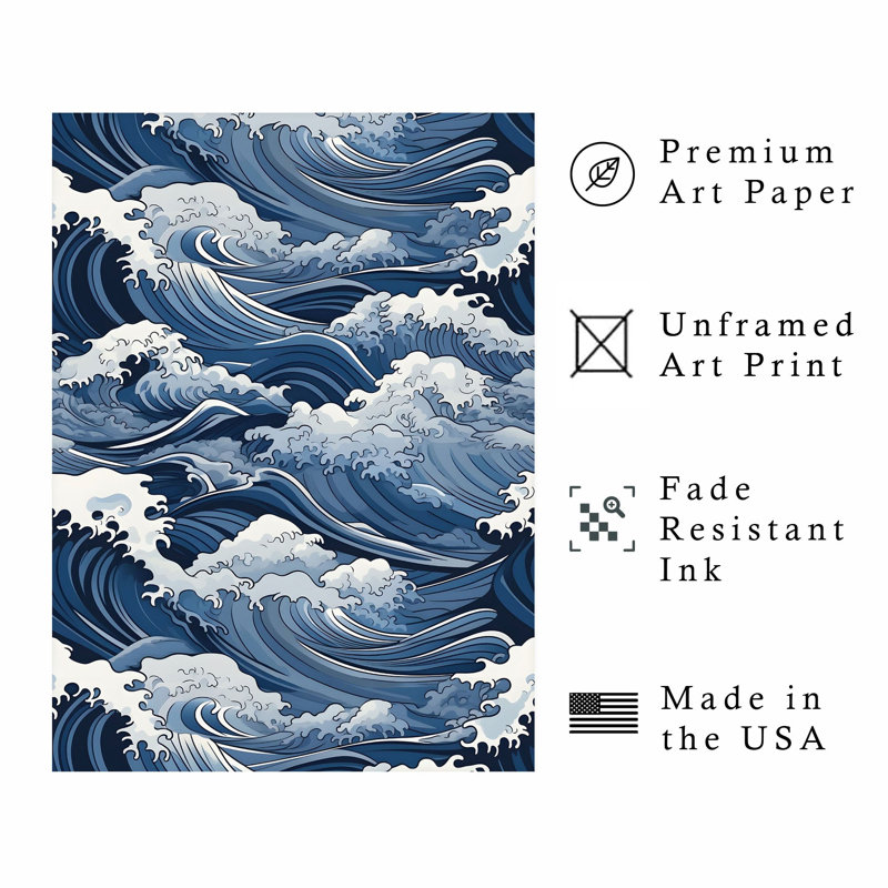 «Beach and Coastal Japanese Waves I», reproduction d'art non encadrée, H 16 po x l 12 po
