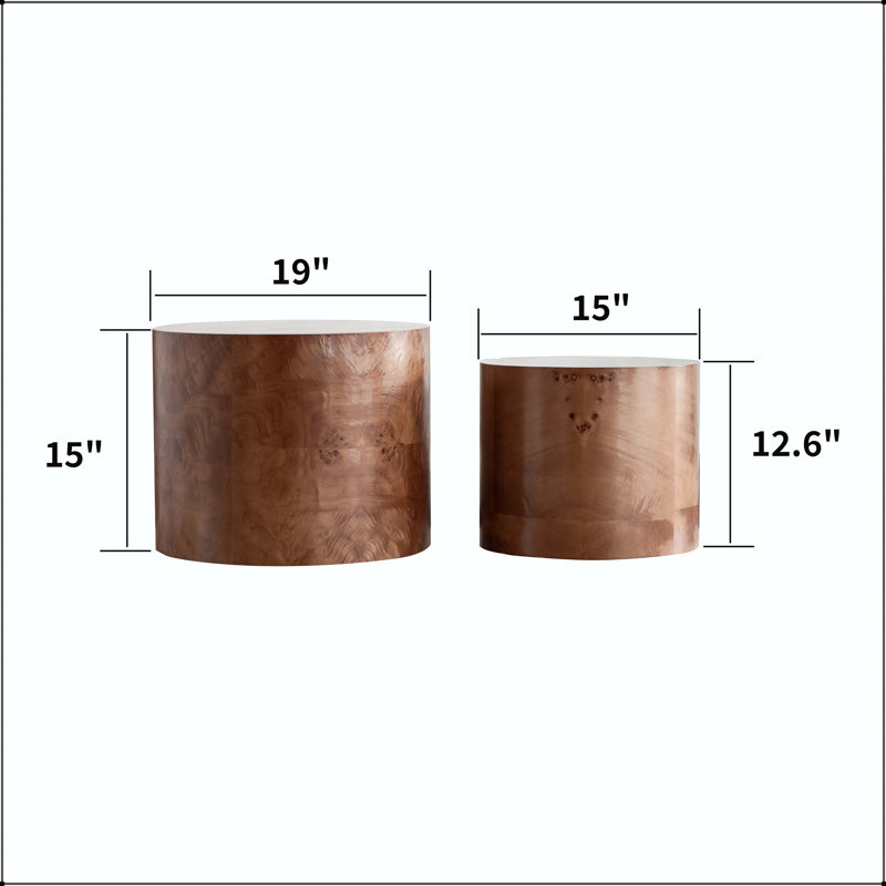 Ensemble de tables basses Nesting avec finition en ronce brune, 14.96" H x 18.9" W x 18.9" D, Dark Brown