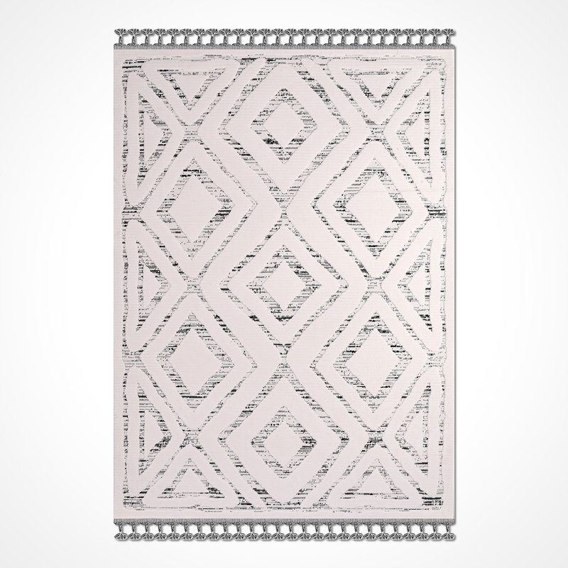 Tapis beige moderne lavable à la machine, Rectangle 6 pi 7 po x 9 pi 7 po