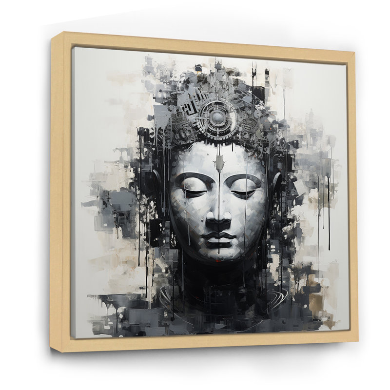 Statue du Saint Bouddhisme III sur toile, H 16 po x l 16 po x P 1 po, Cadre naturel flottant